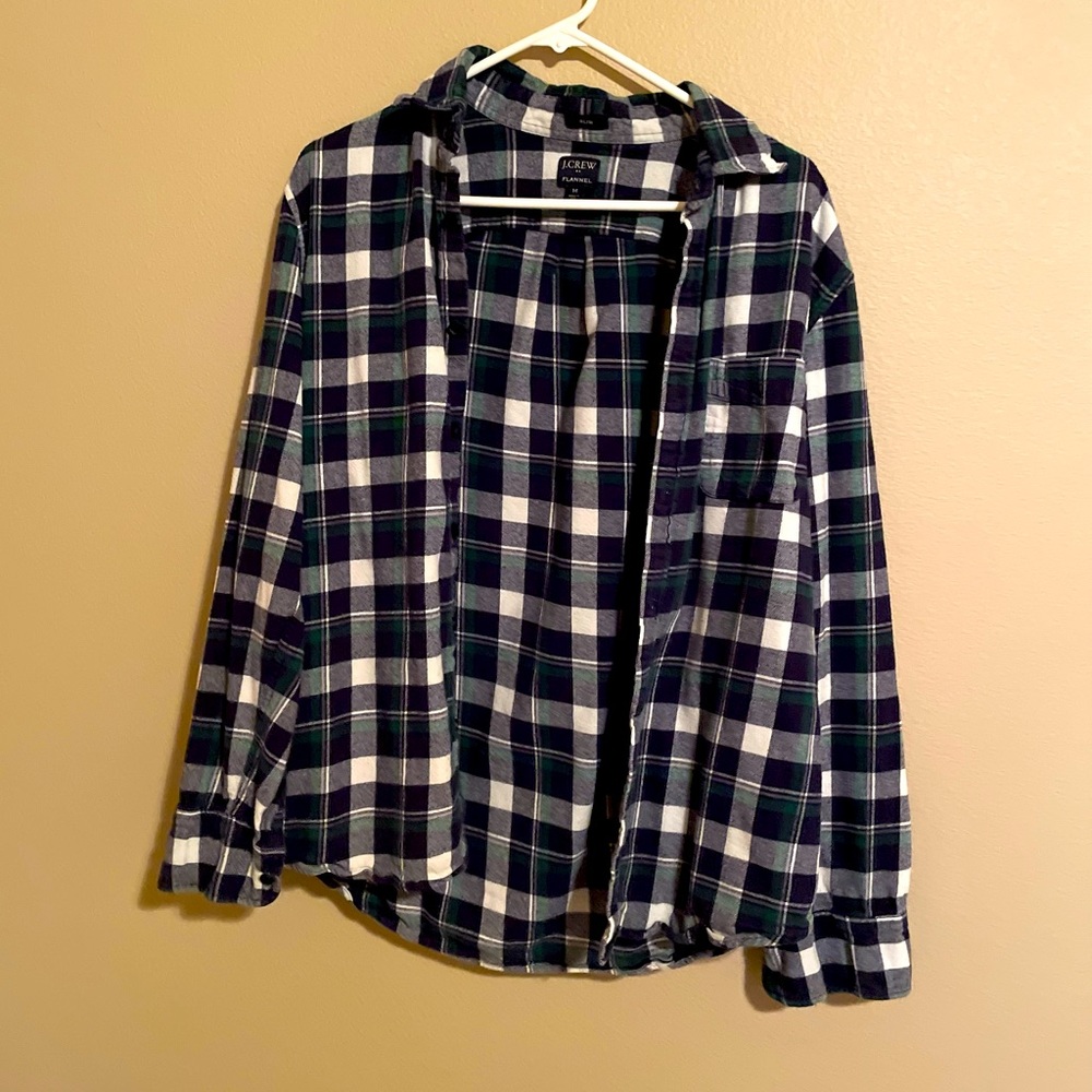 Blue Green J Crew Slim Fit Flannel - Men’s M